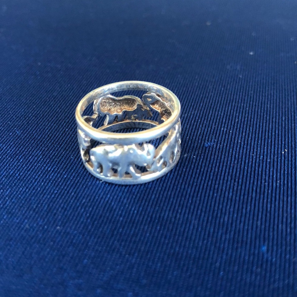.925 Silver Zoo Animals Ring Sz 5.5